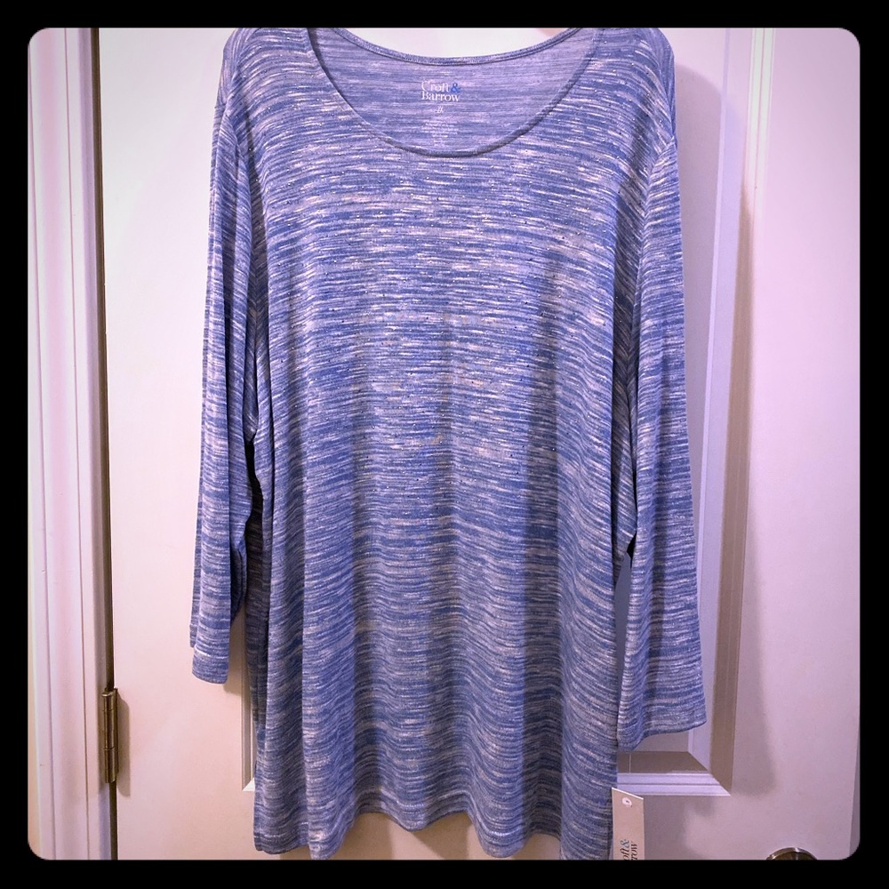 Heather blue sweater with tiny rhinestones